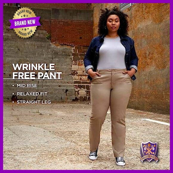 Plus Size Relaxed Fit Straight Leg Pants Wrinkle Free Casual Wear - Picture 6 of 7